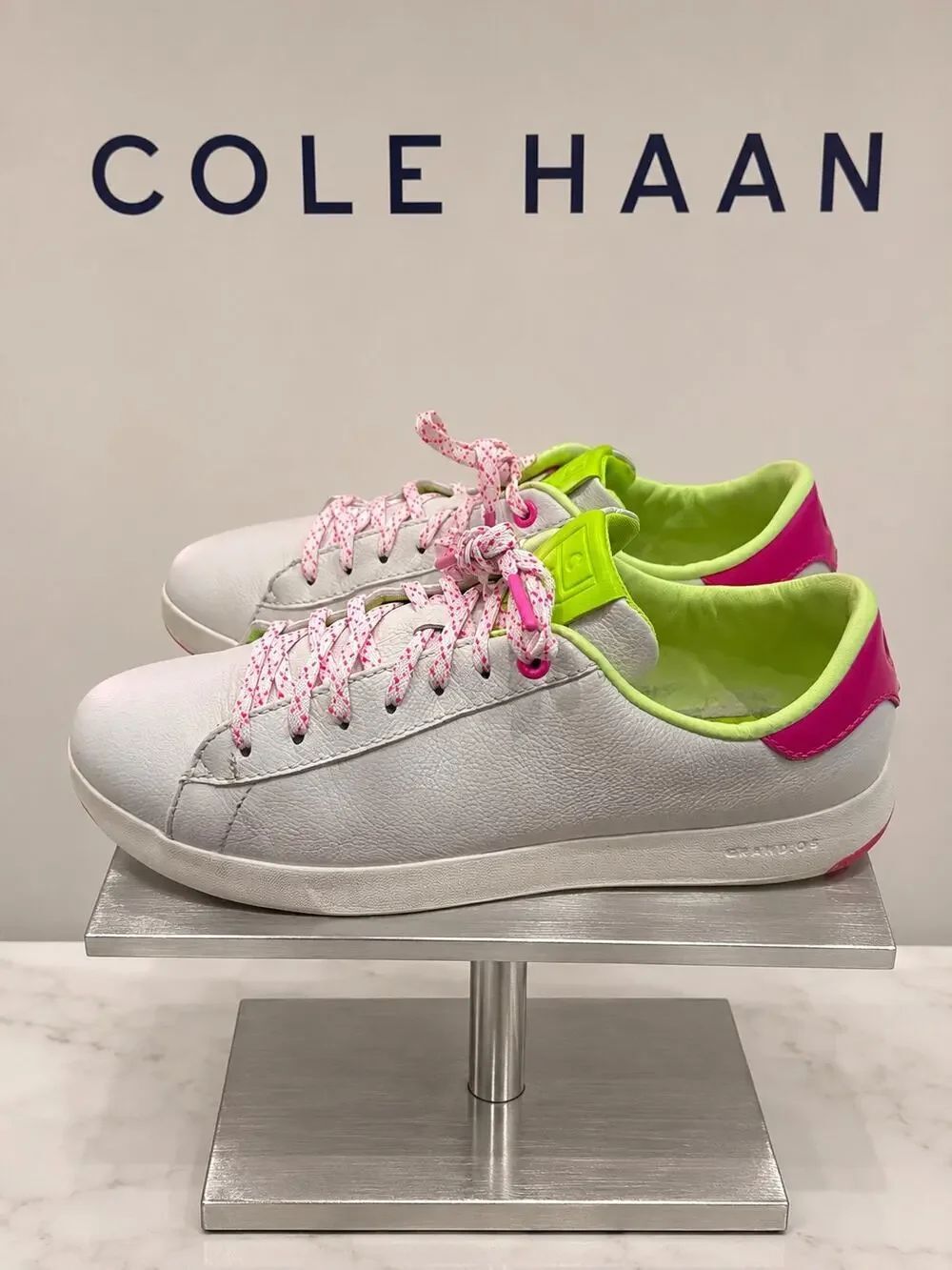 Cole Haan GrandPrø Tennis Class Edition White Pink Green Sneakers Size 9